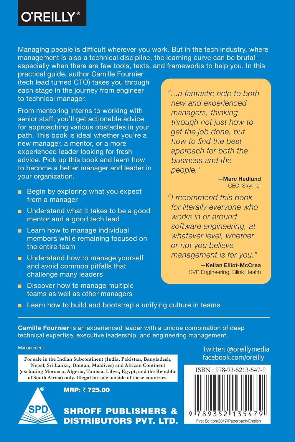 The Manager's Path by Camille Fournier, back cover