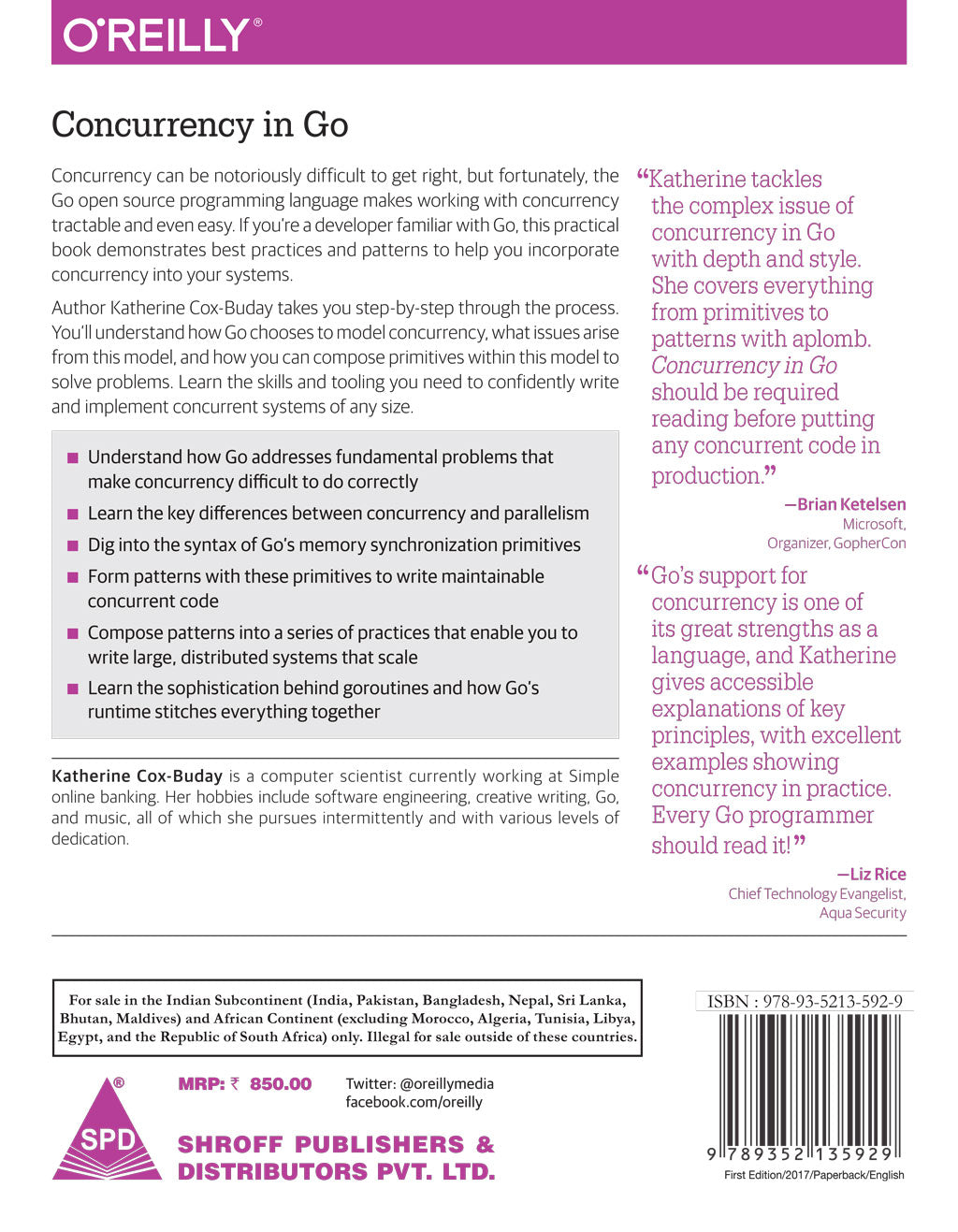 Concurrency in Go by Katherine Cox-Buday, back cover