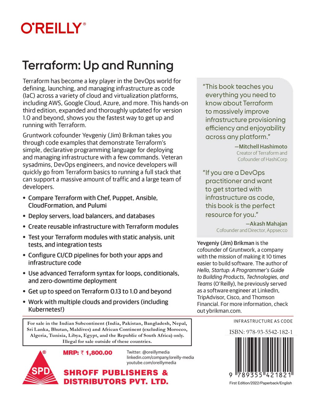 Terraform by Yevgenly Brikman, back cover