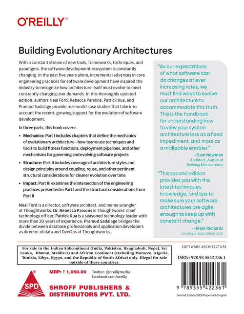 Building Evolutionary Architectures, Second Edition by Neal Ford, Rebecca Parsons, Patrick Kua, Pramod Sadalage, back cover