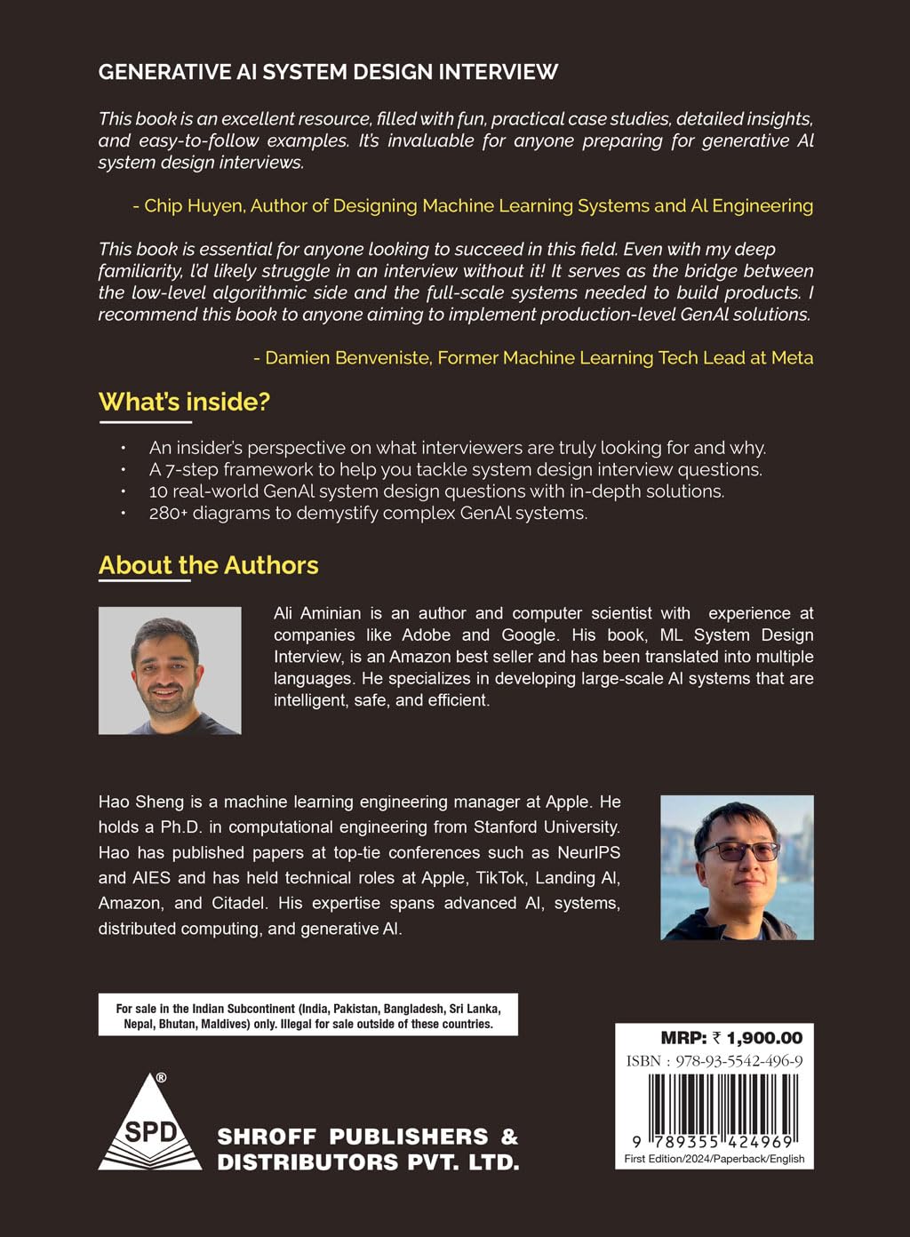 Generative AI System Design Interview (Full Colour Edition) by Ali Aminian, Hao Sheng, back cover