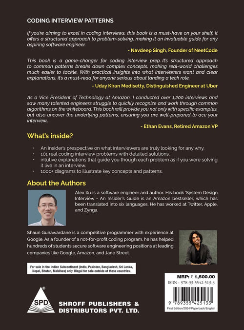 Coding Interview Patterns by Alex Hu, Shaun Gunawardane, back cover