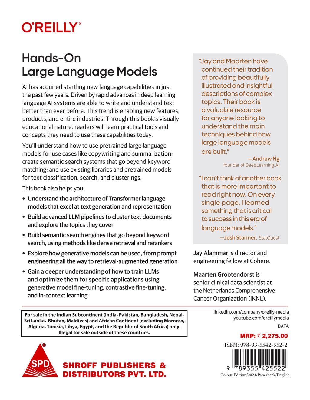 Hands-On Large Language Models (LLM) (Full Colour Edition) by Jay Alammar, Maarten Grootendorst, back cover