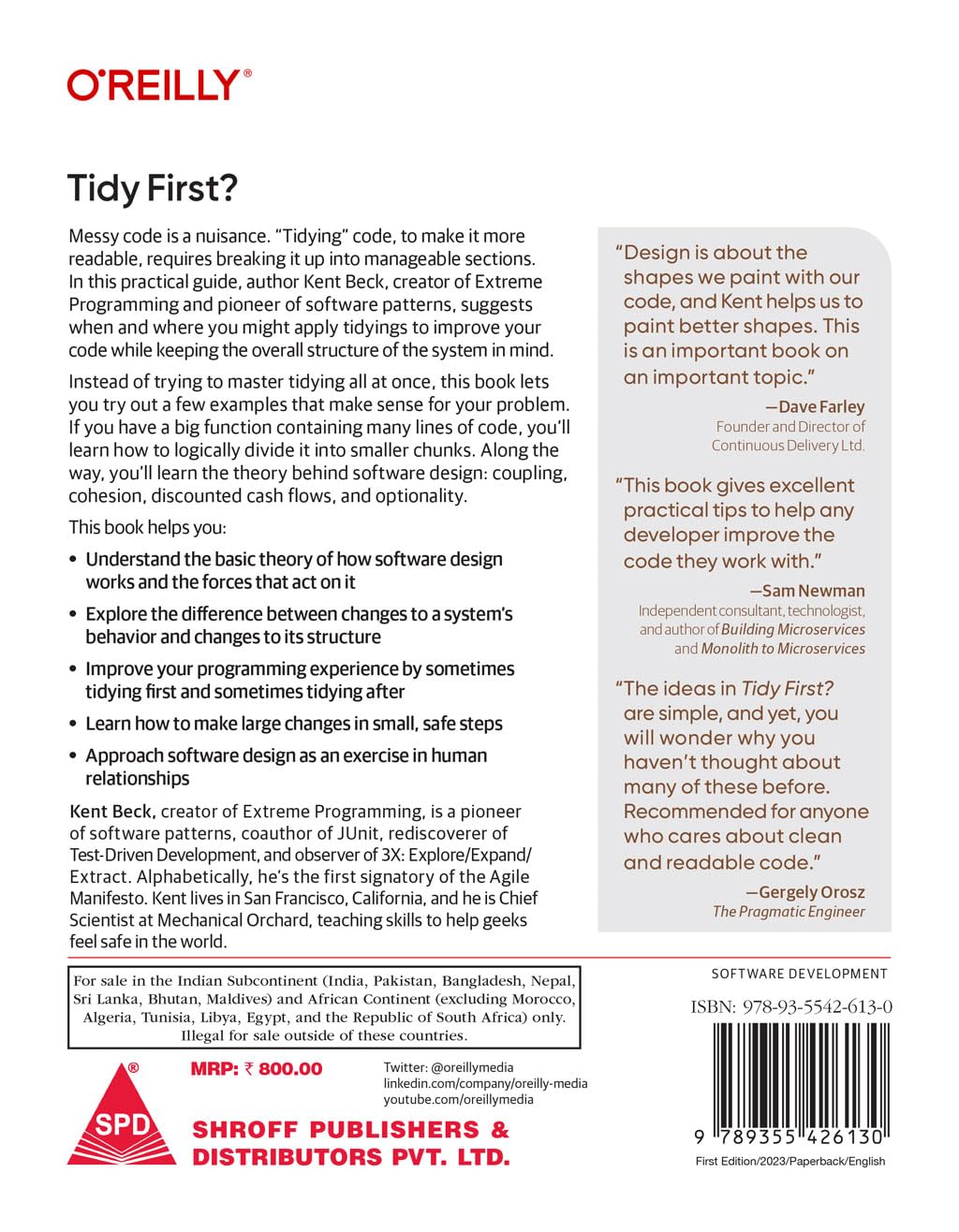 Tidy First? by Kent Beck, back cover
