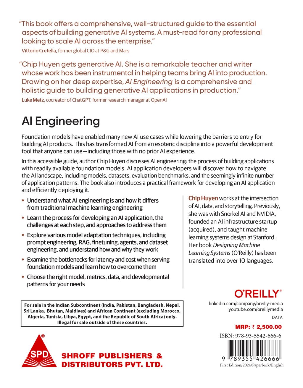 AI Engineering (Full Colour Edition) by Chip Huyen, back cover