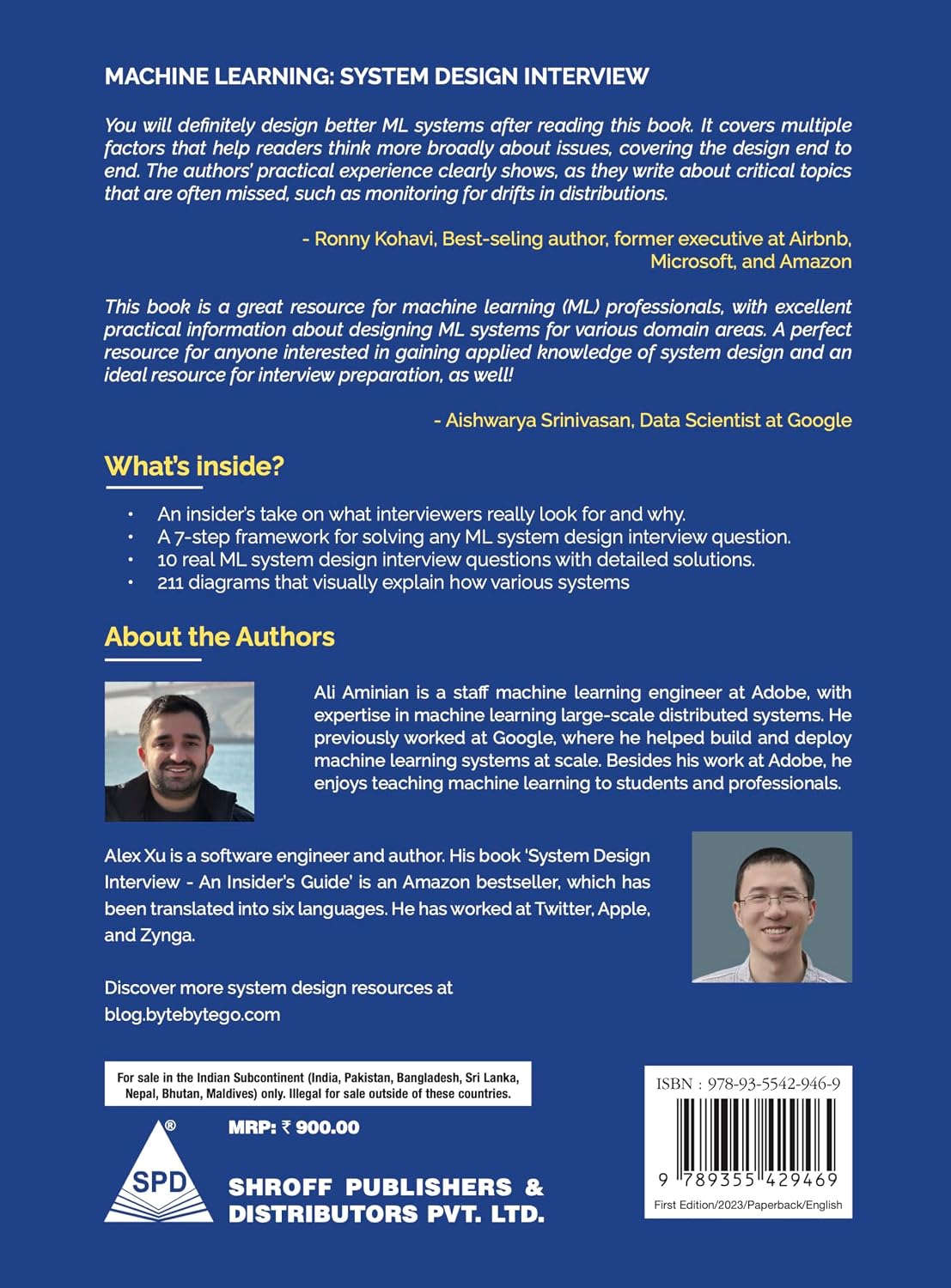 Machine Learning System Design Interview: An Insider's Guide (Grayscale Indian Edition) by Ali Aminian, Alex Xu, back cover