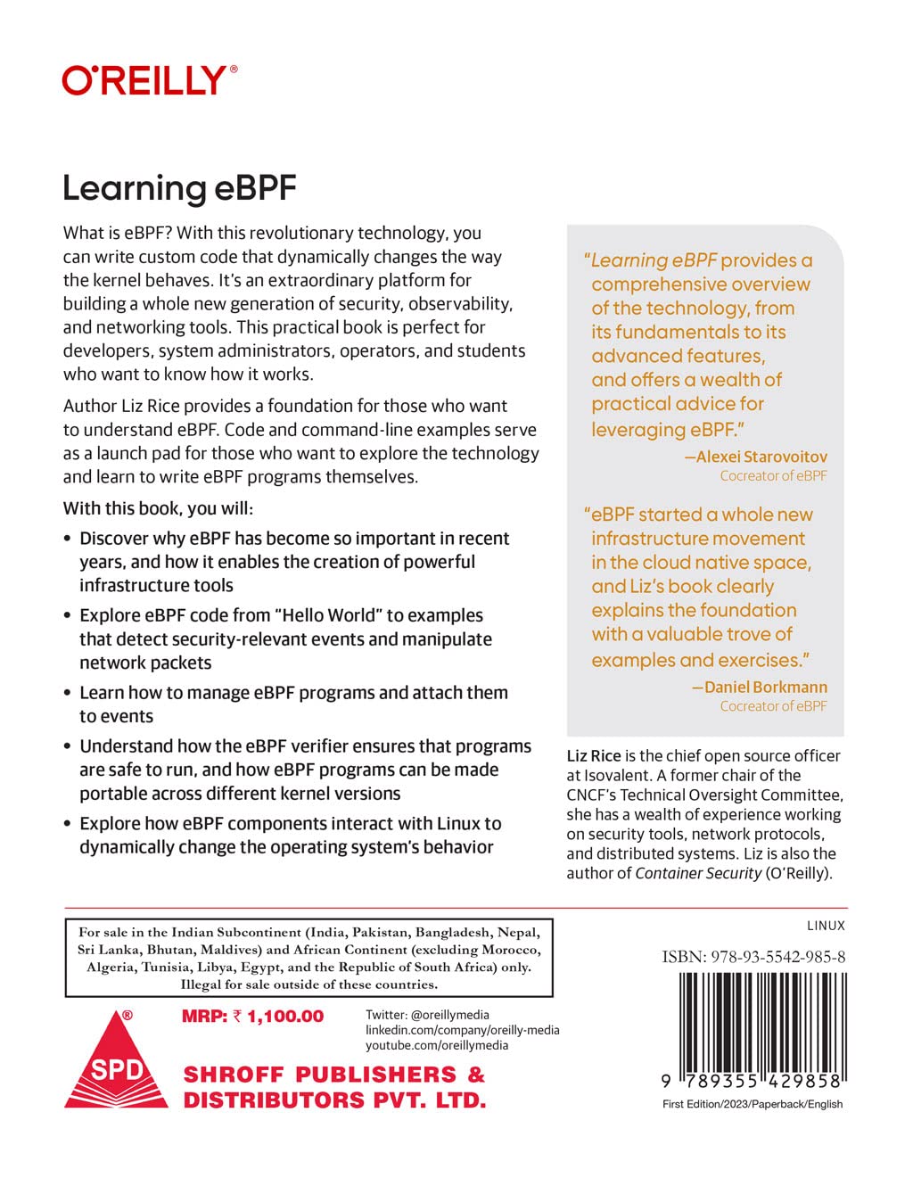 Learning eBPF by Liz Rice, back cover