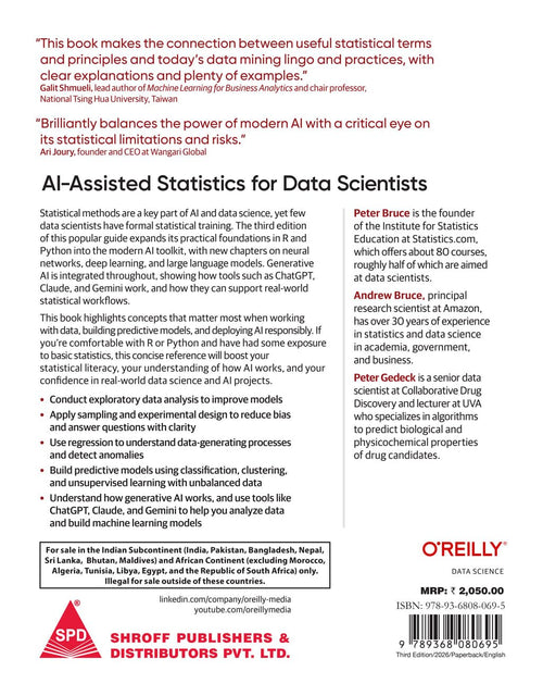 AI-Assisted Statistics for Data Scientists, Third Edition by Peter Bruce, Andrew Bruce, Peter Gedeck, back cover