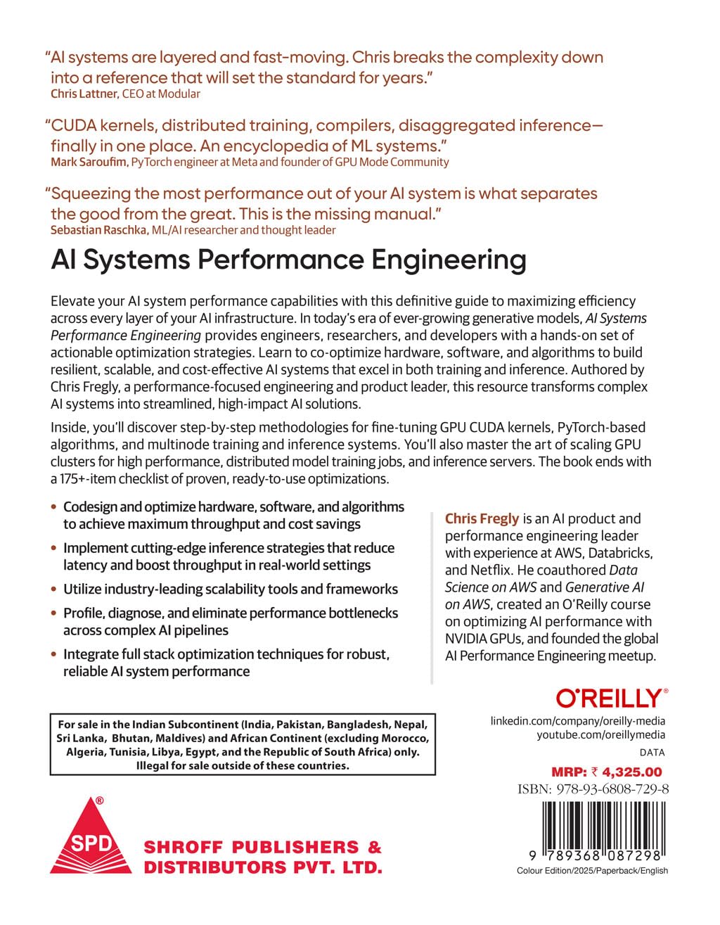 AI Systems Performance Engineering (Full Colour Edition) by Chris Fregly, back cover