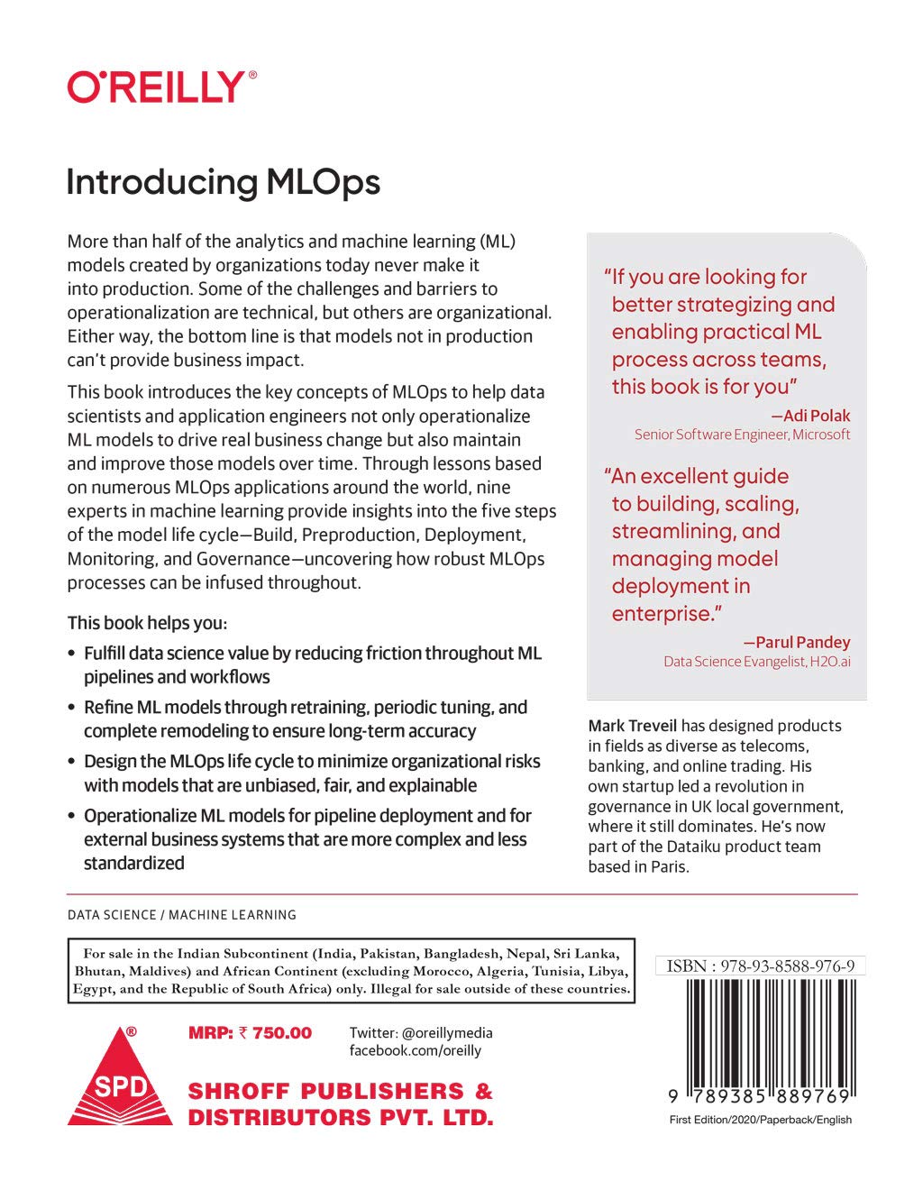 Introducing MLOps by Mark Treveil, Nicolas Omont, Clément Stenac, back cover